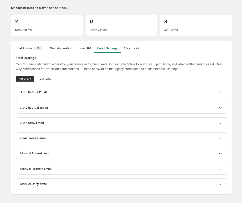 Email template editor with merge tags and live preview